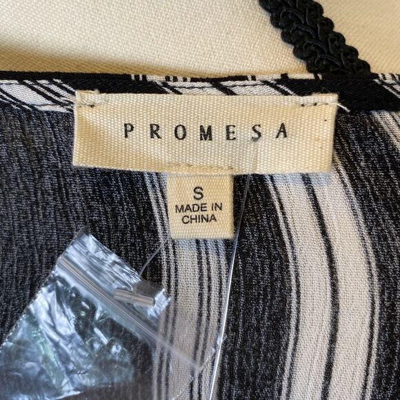 Promesa Striped Tie Top Button Skirt Midi Dress Size Small Elementality Dress - Picture 8 of 12